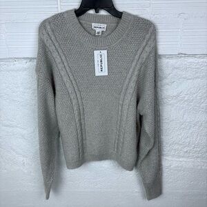 NWT For The Republic Gray silver Crew Neck Sweater Textured metallic Knit SZ XL